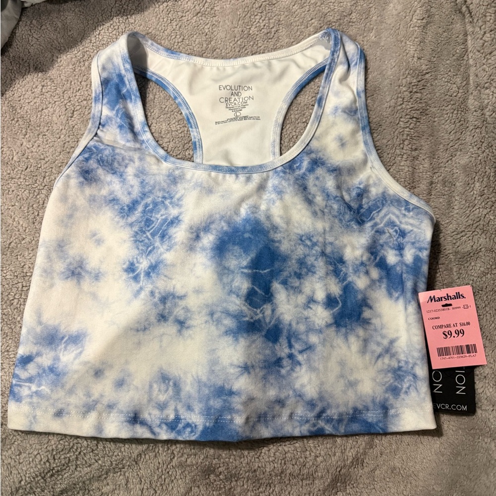 Evolution and Creation Sky Blue and White Tank Top